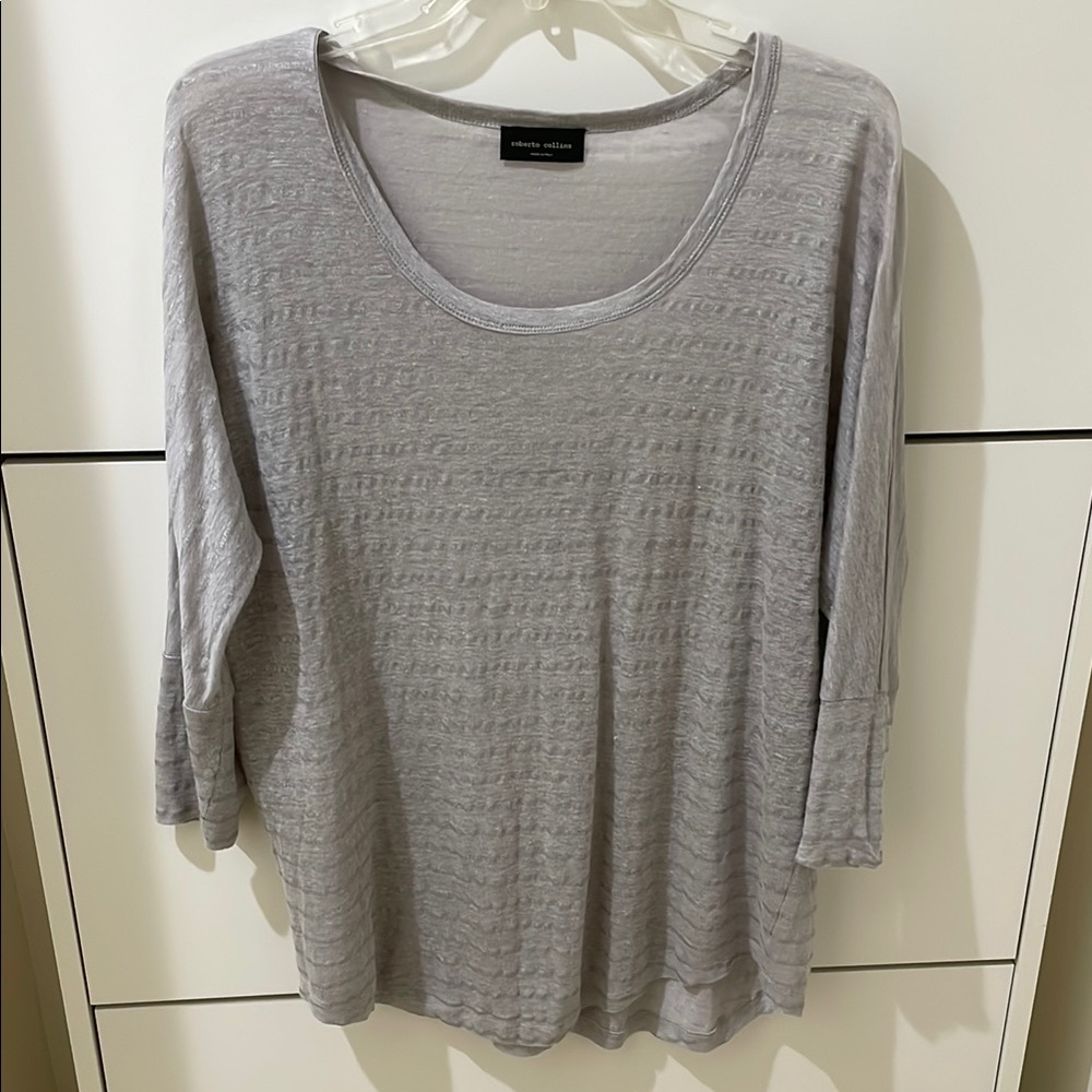 Roberto Colina Silver Relaxed 3/4 Sleeve Blouse